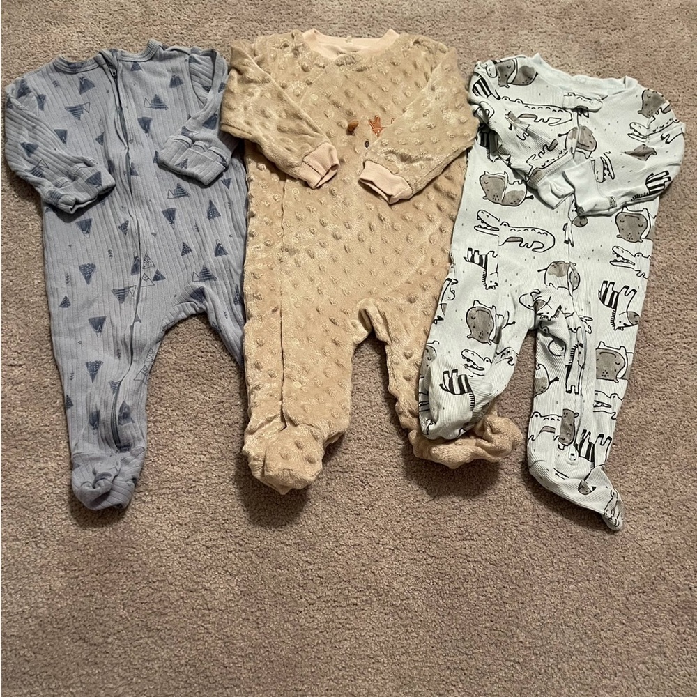 Cozy Kids Footies - Blue, Beige, Gray
